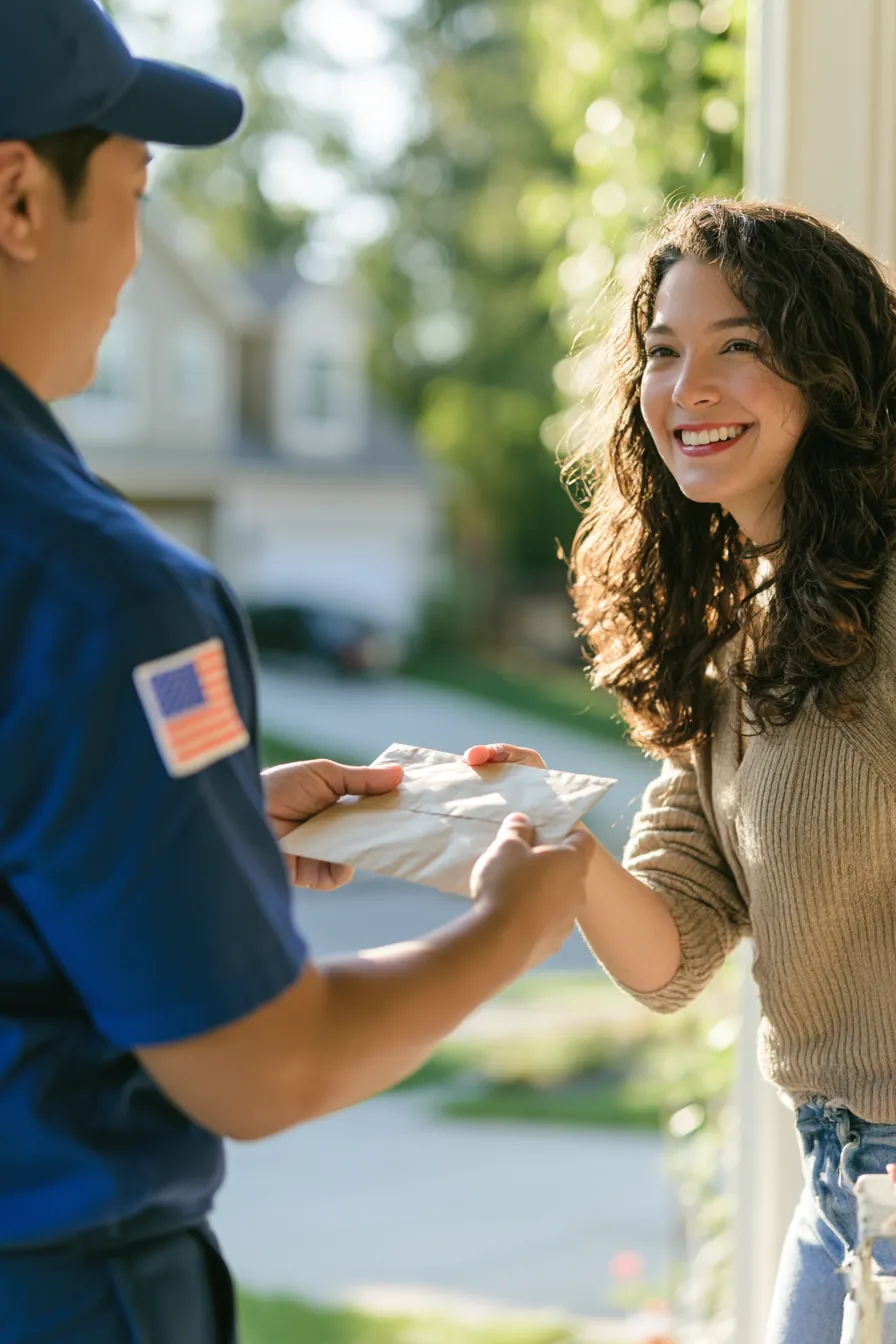 Mail carrier handing over an envelope of bills before a debt consolidation audit