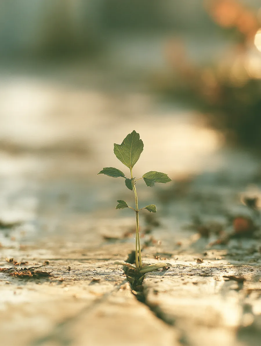 Green sprout growing from concrete, a fresh financial start with a personal loan